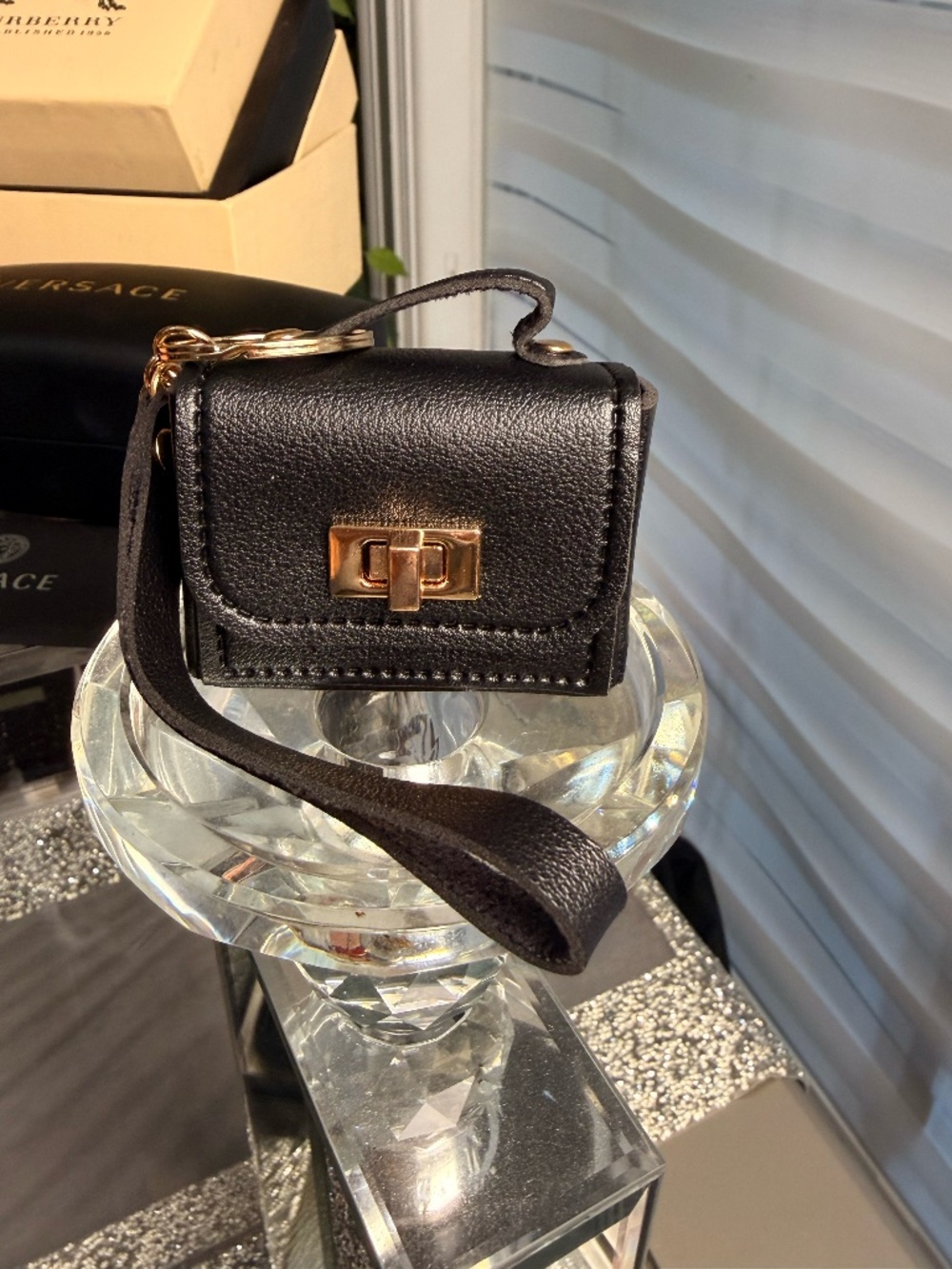 Mini Crossbody Coin Purse with Gold-Tone Hardware
